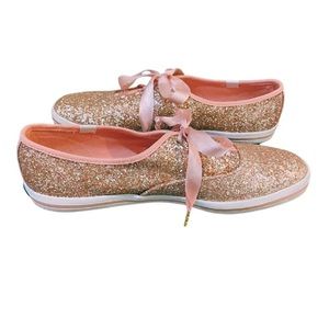 Kate Spade ♠️ x Keds Rose Gold Glitter Sneakers
